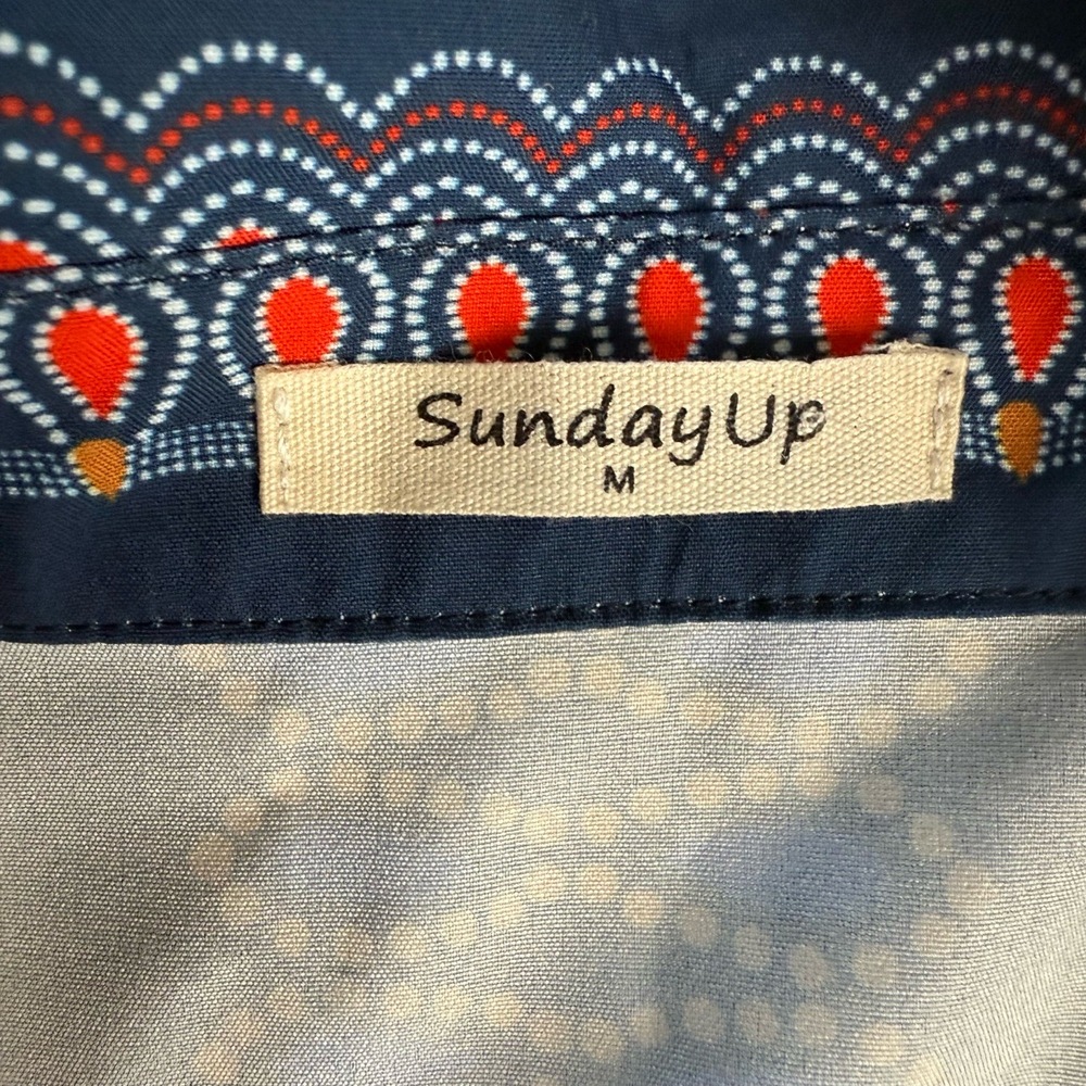 Sunday Up Dress Womens Size Medium Blue Red Bohemian Maxi Tiered Floral Collar - Picture 7 of 10